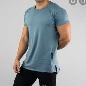 Alphalete fishtail shirt in steel blue
